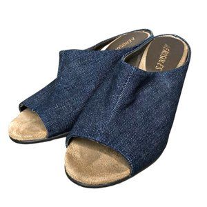 Womens denim peep toe wedge size 6 aerosoles